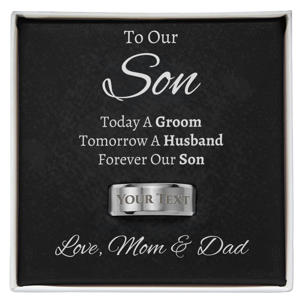 To Our Son on His Wedding Day Gift from Mom & Dad, Son Wedding Gifts Ideas, Today A Groom, Forever Our Son Unique Gift, Engraved Ring, WS01