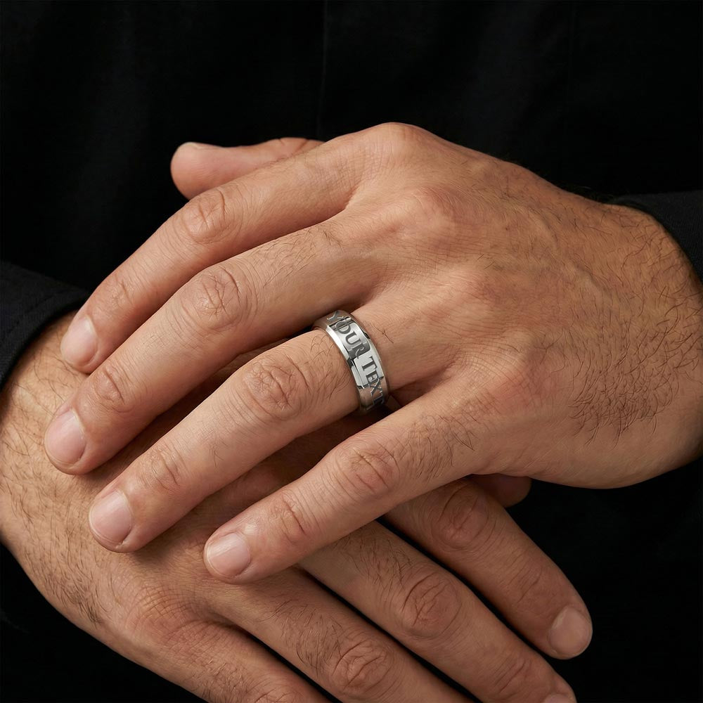 Father's Day Gift: To My Husband Engraved Men's Ring & Sentimental Keepsake Card