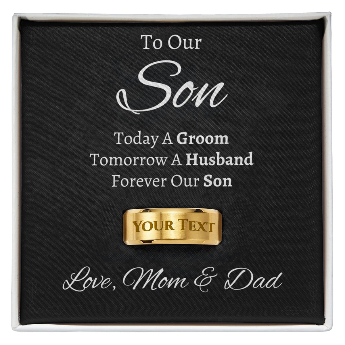 To Our Son on His Wedding Day Gift from Mom & Dad, Son Wedding Gifts Ideas, Today A Groom, Forever Our Son Unique Gift, Engraved Ring, WS01