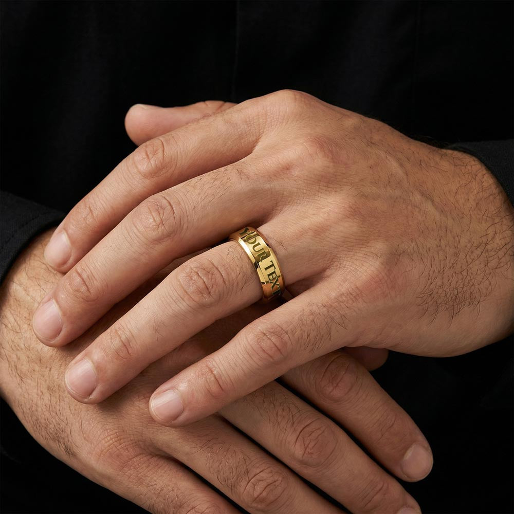 Father's Day Gift: To My Husband Engraved Men's Ring & Sentimental Keepsake Card