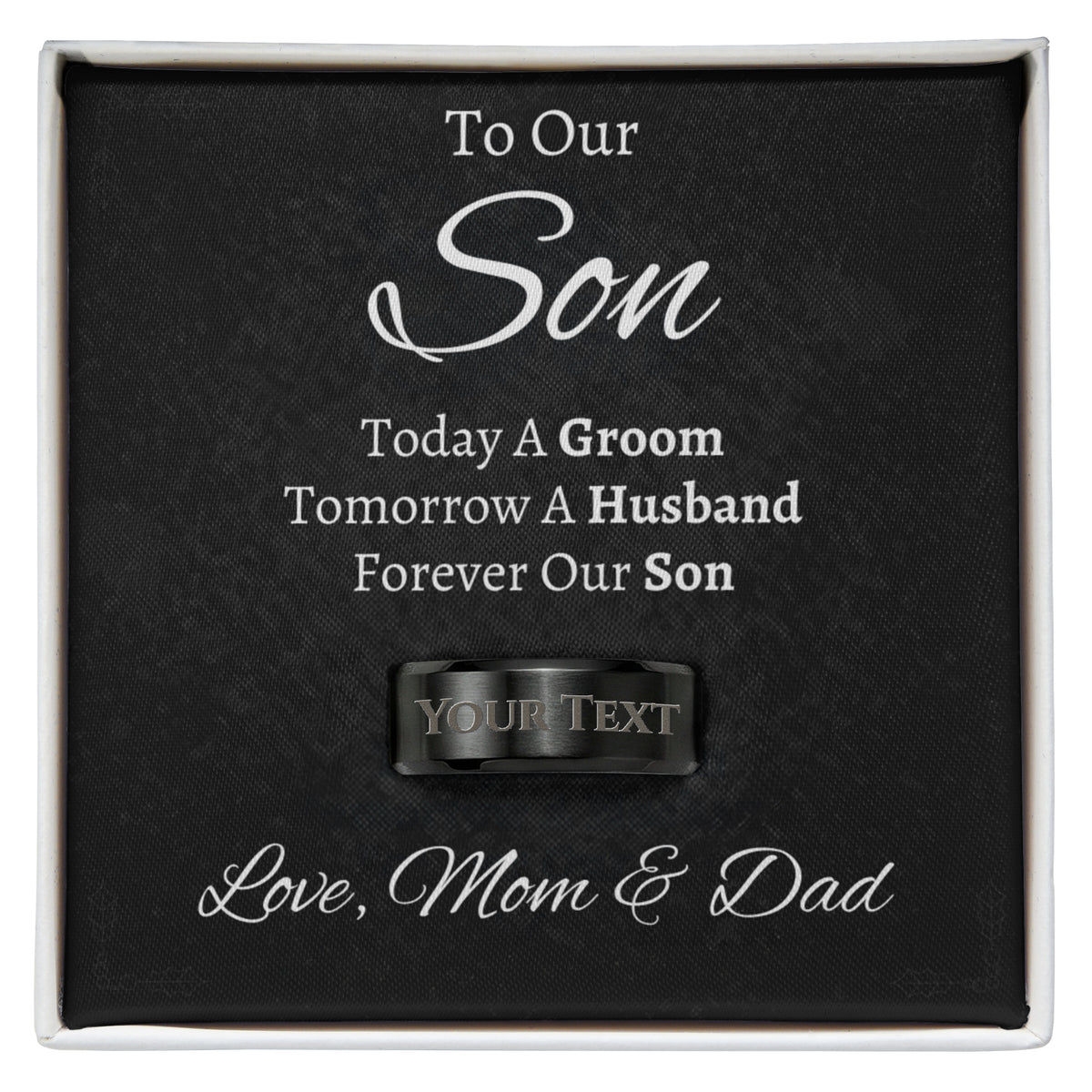 To Our Son on His Wedding Day Gift from Mom & Dad, Son Wedding Gifts Ideas, Today A Groom, Forever Our Son Unique Gift, Engraved Ring, WS01