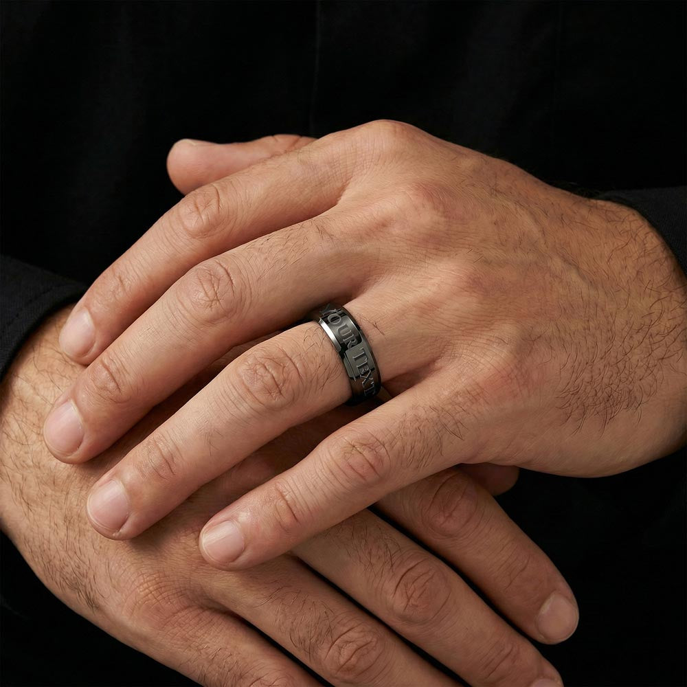 Father's Day Gift: To My Husband Engraved Men's Ring & Sentimental Keepsake Card