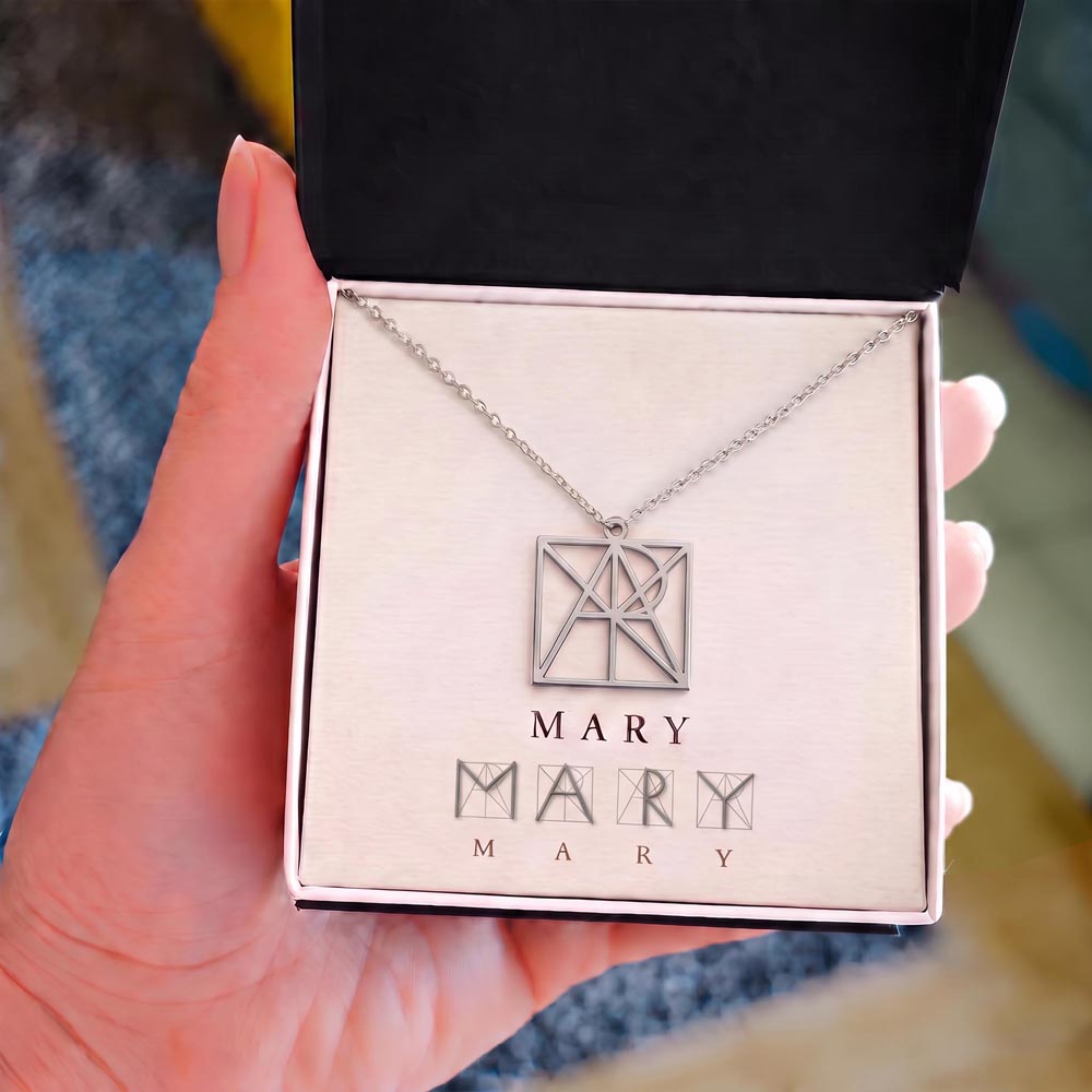 Personalized Name Necklace – Custom Geometric Monogram