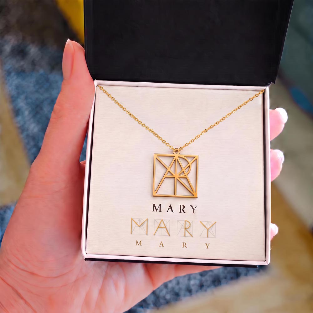 Personalized Name Necklace – Custom Geometric Monogram