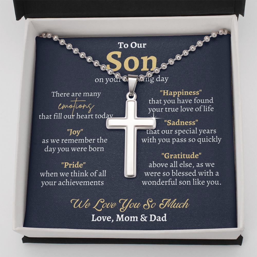 Groom Gift from Parents, To Our Son on Your Wedding Day, Son Wedding Day Gift, Gift for Son on Wedding Day, Son Wedding Cross Necklace