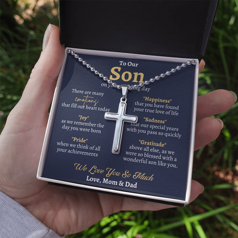 Groom Gift from Parents, To Our Son on Your Wedding Day, Son Wedding Day Gift, Gift for Son on Wedding Day, Son Wedding Cross Necklace