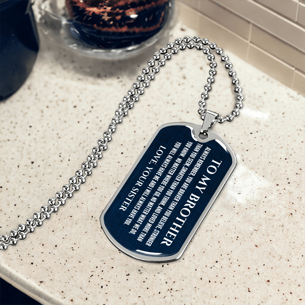 To My Brother - Personalized Dog Tag Necklace | "My Best Friend" Gift from Sister