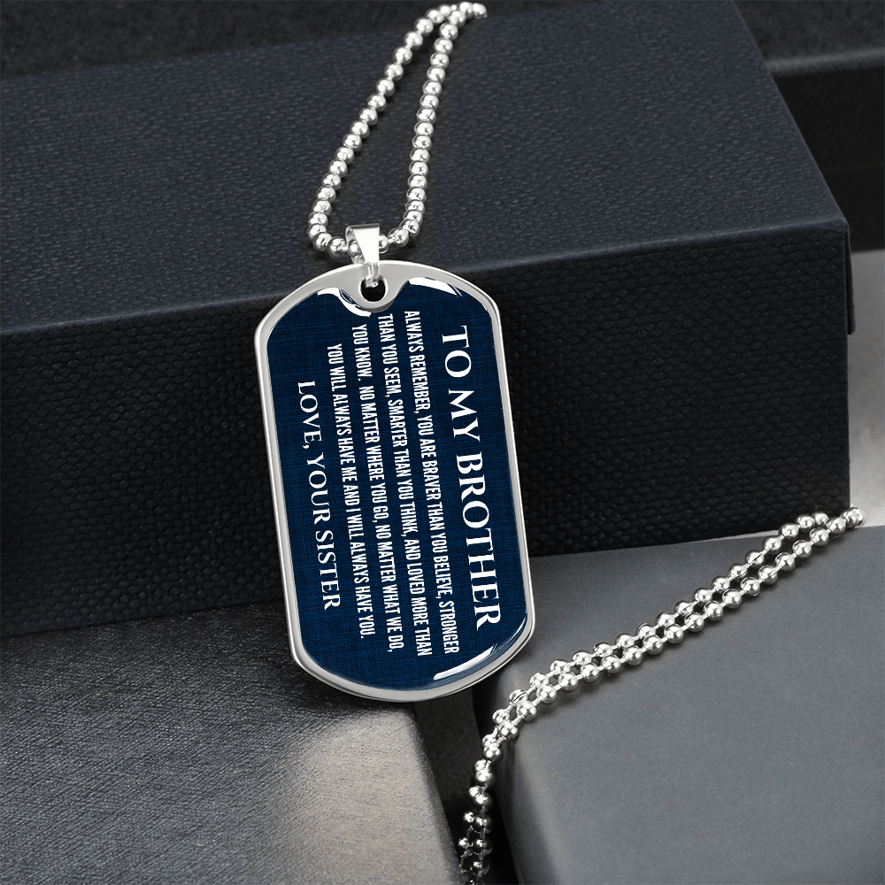 To My Brother - Personalized Dog Tag Necklace | "My Best Friend" Gift from Sister