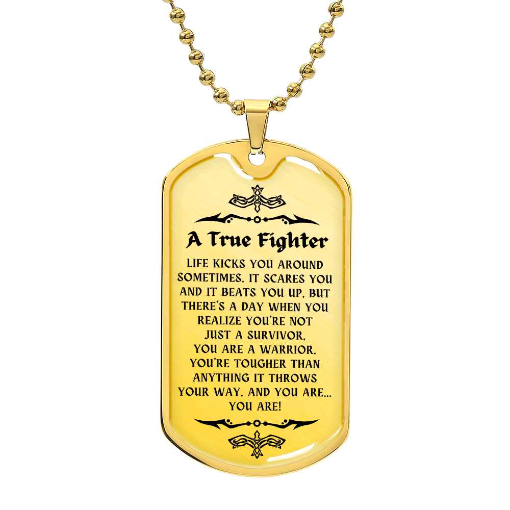 Personalized Cancer Survivor Dog Tag Necklace – A True Fighter Gift for Men