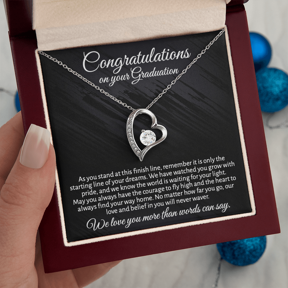 Meaningful Graduation Gift for Daughter or Granddaughter - "Congratulations" Heart Necklace
