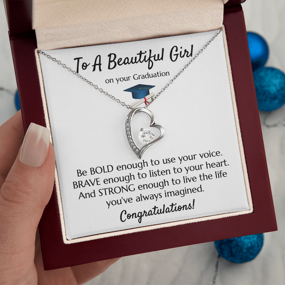 Empowering Graduation Jewelry - Bold Brave Strong Necklace Gift for Daughter or Granddaughter