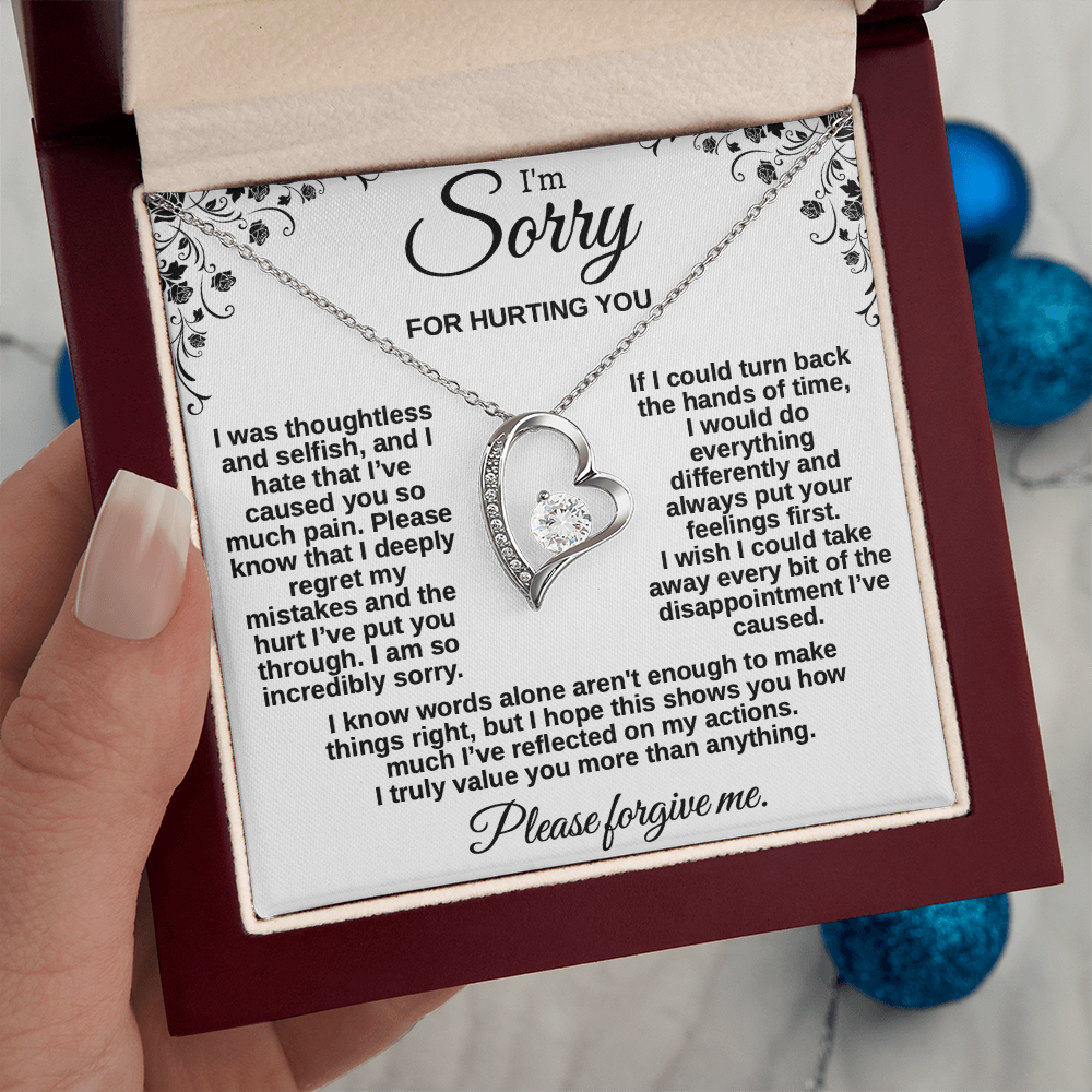 Apology Gift for Her, I'm Sorry Necklace for Girlfriend, Please Forgive Me Jewelry, Meaningful Gift for Wife after Fight, Heartfelt Message Card