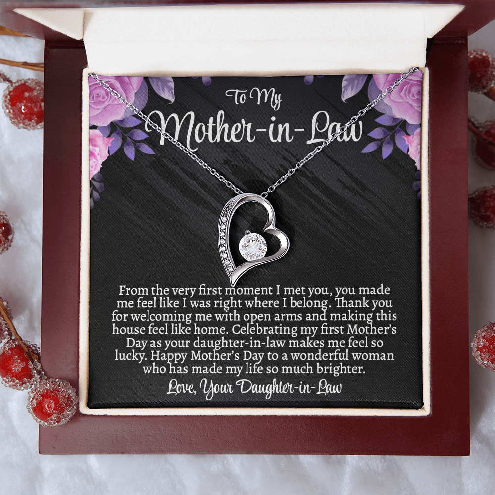 First Mother's Day Gift for Mother-in-Law, Forever Love Necklace with Personalized Message Card, Daughter-in-Law to Mother-in-Law Jewelry Gift