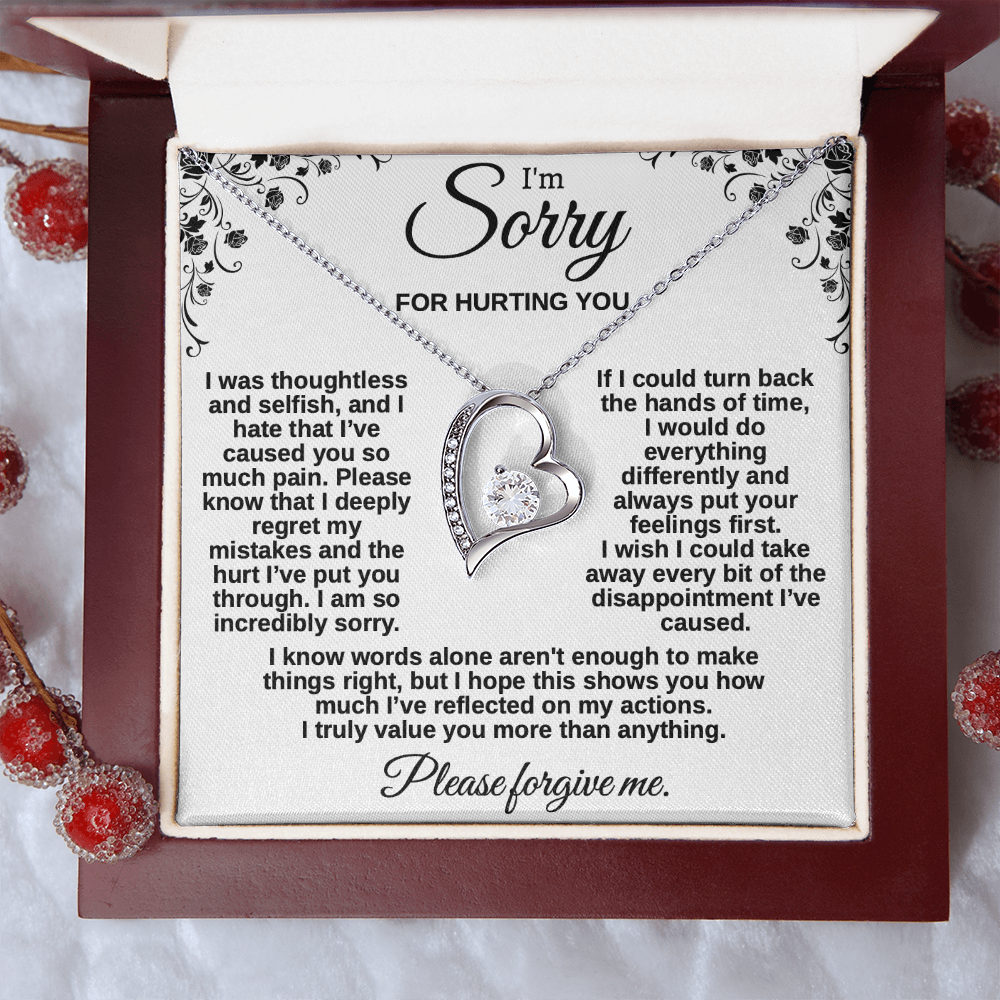 Apology Gift for Her, I'm Sorry Necklace for Girlfriend, Please Forgive Me Jewelry, Meaningful Gift for Wife after Fight, Heartfelt Message Card
