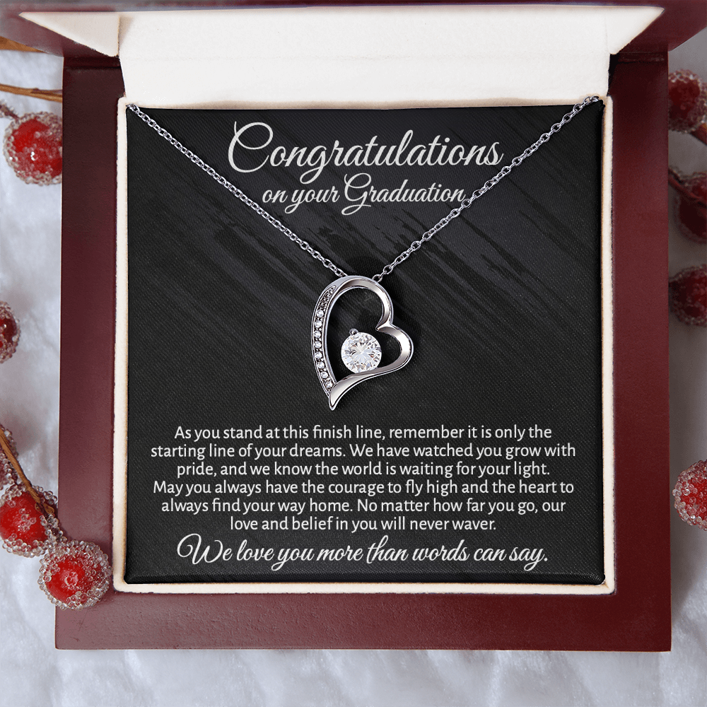 Meaningful Graduation Gift for Daughter or Granddaughter - "Congratulations" Heart Necklace