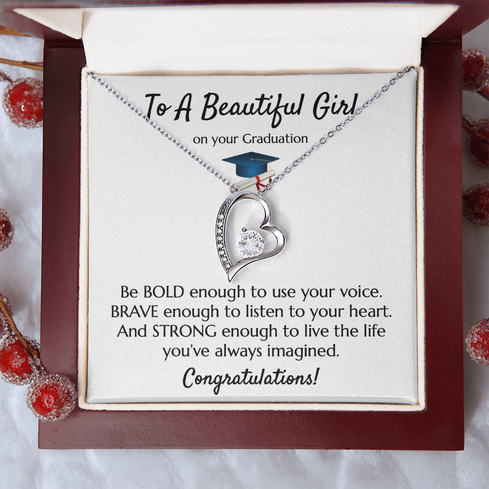 Empowering Graduation Jewelry - Bold Brave Strong Necklace Gift for Daughter or Granddaughter