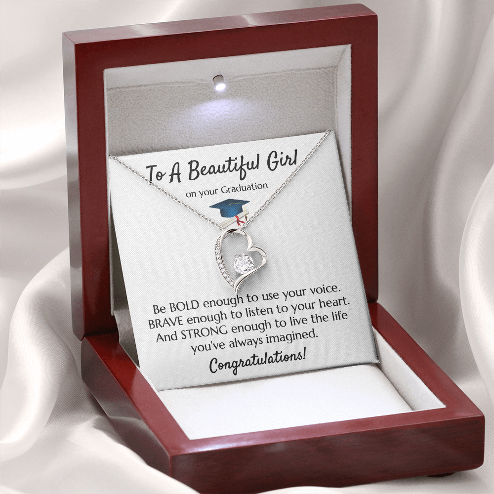 Empowering Graduation Jewelry - Bold Brave Strong Necklace Gift for Daughter or Granddaughter