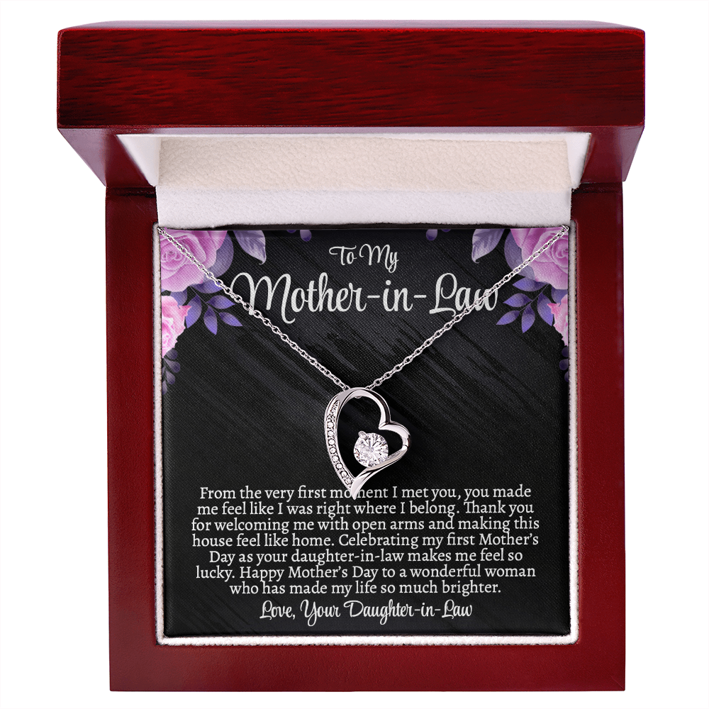 First Mother's Day Gift for Mother-in-Law, Forever Love Necklace with Personalized Message Card, Daughter-in-Law to Mother-in-Law Jewelry Gift
