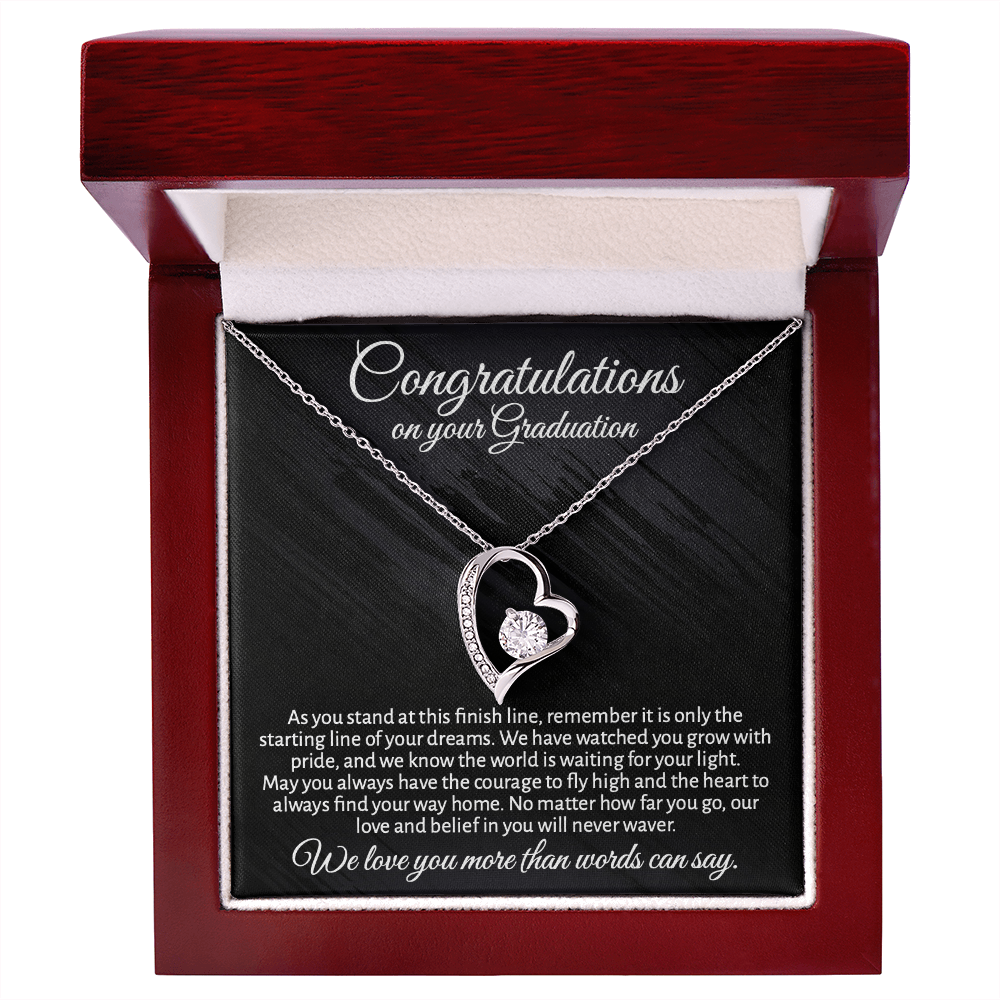 Meaningful Graduation Gift for Daughter or Granddaughter - "Congratulations" Heart Necklace