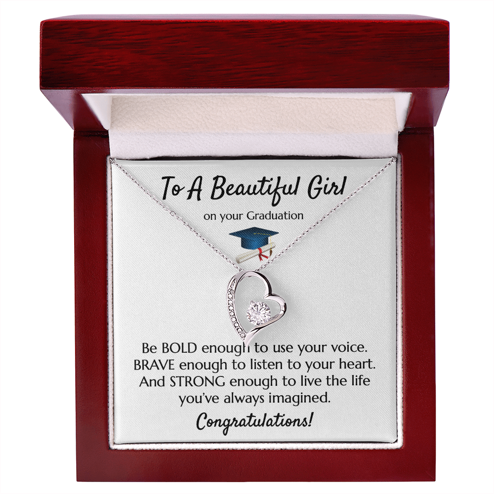 Empowering Graduation Jewelry - Bold Brave Strong Necklace Gift for Daughter or Granddaughter