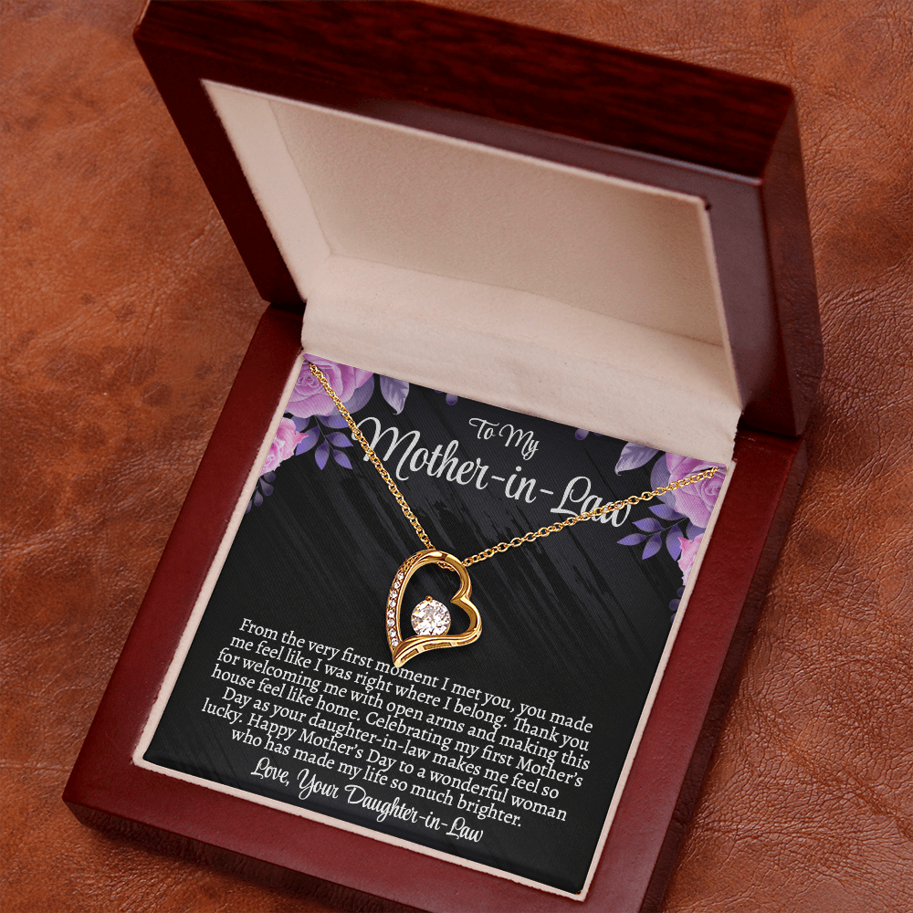 First Mother's Day Gift for Mother-in-Law, Forever Love Necklace with Personalized Message Card, Daughter-in-Law to Mother-in-Law Jewelry Gift