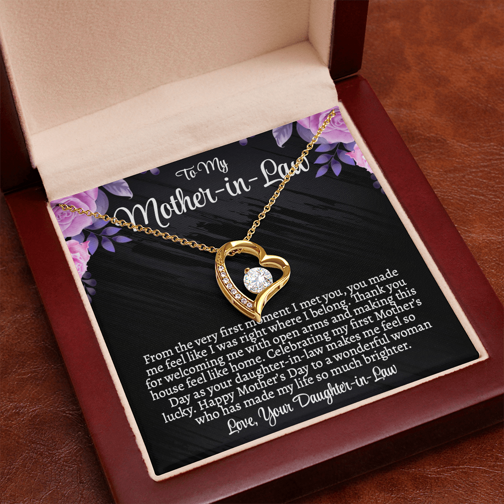 First Mother's Day Gift for Mother-in-Law, Forever Love Necklace with Personalized Message Card, Daughter-in-Law to Mother-in-Law Jewelry Gift