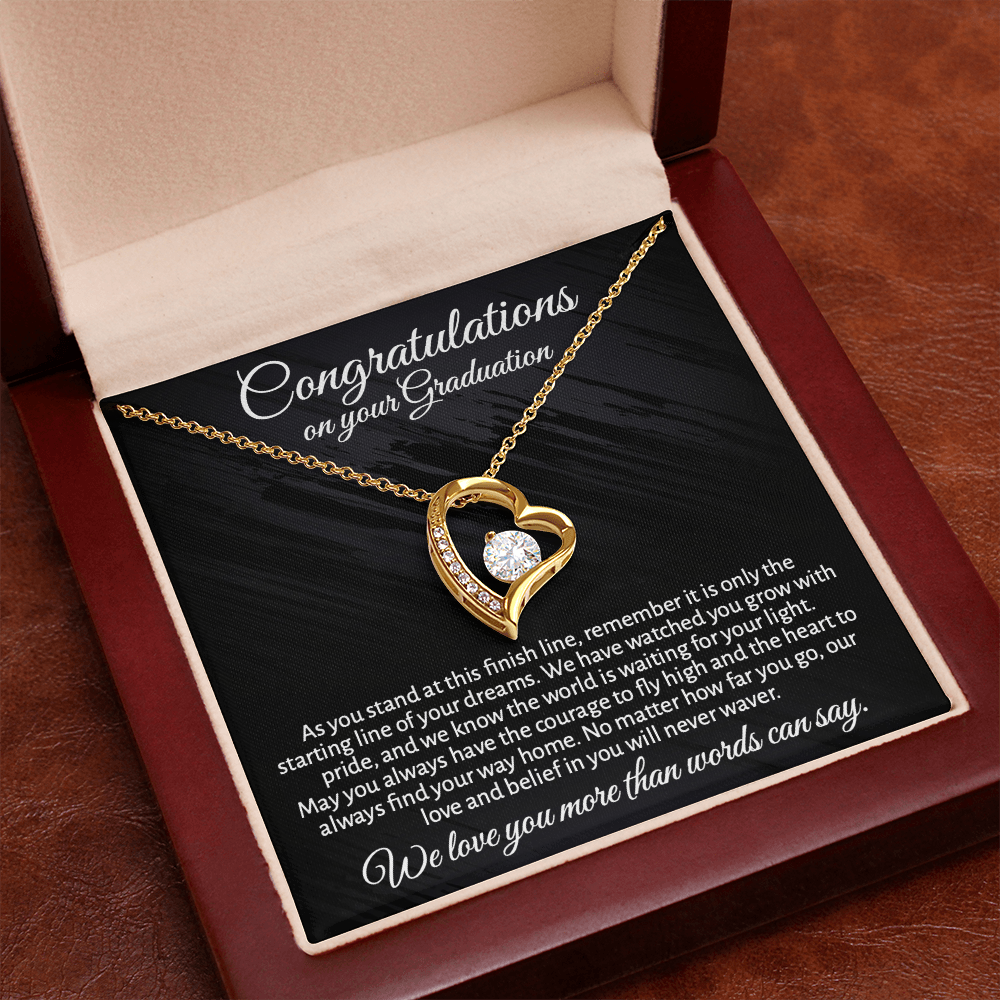Meaningful Graduation Gift for Daughter or Granddaughter - "Congratulations" Heart Necklace