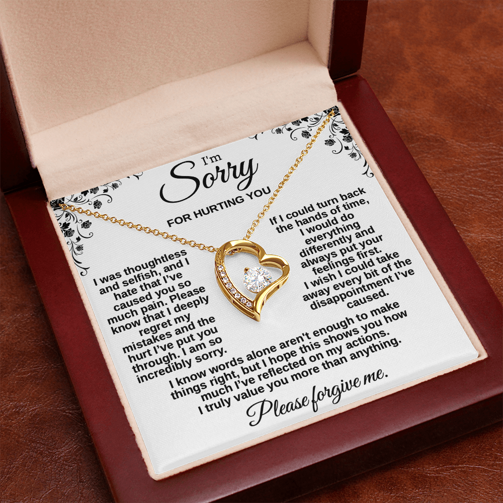 Apology Gift for Her, I'm Sorry Necklace for Girlfriend, Please Forgive Me Jewelry, Meaningful Gift for Wife after Fight, Heartfelt Message Card