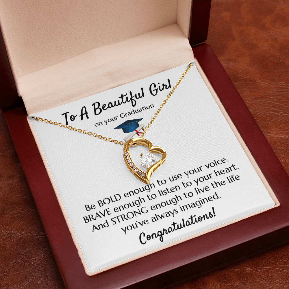 Empowering Graduation Jewelry - Bold Brave Strong Necklace Gift for Daughter or Granddaughter