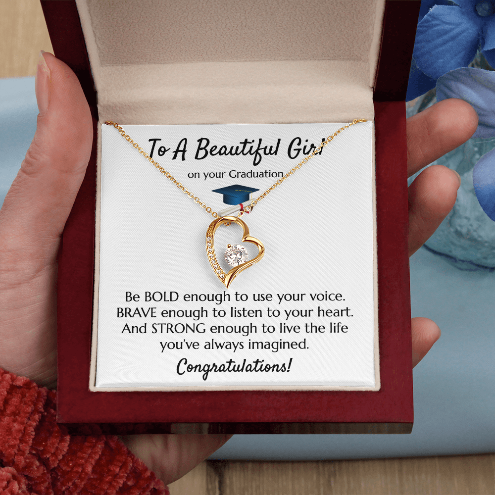 Empowering Graduation Jewelry - Bold Brave Strong Necklace Gift for Daughter or Granddaughter