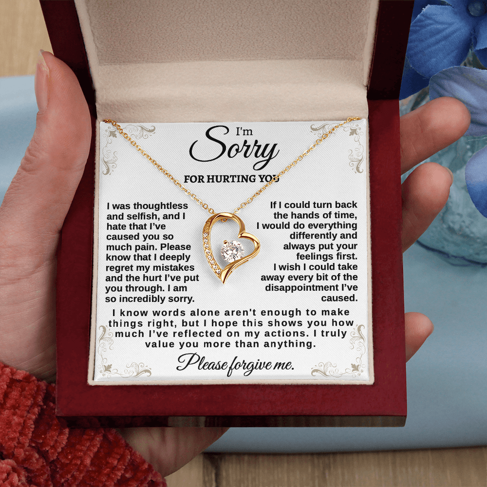 Apology Gift for Her, I'm Sorry Necklace for Girlfriend, Please Forgive Me Jewelry, Meaningful Gift for Wife after Fight, Heartfelt Message Card