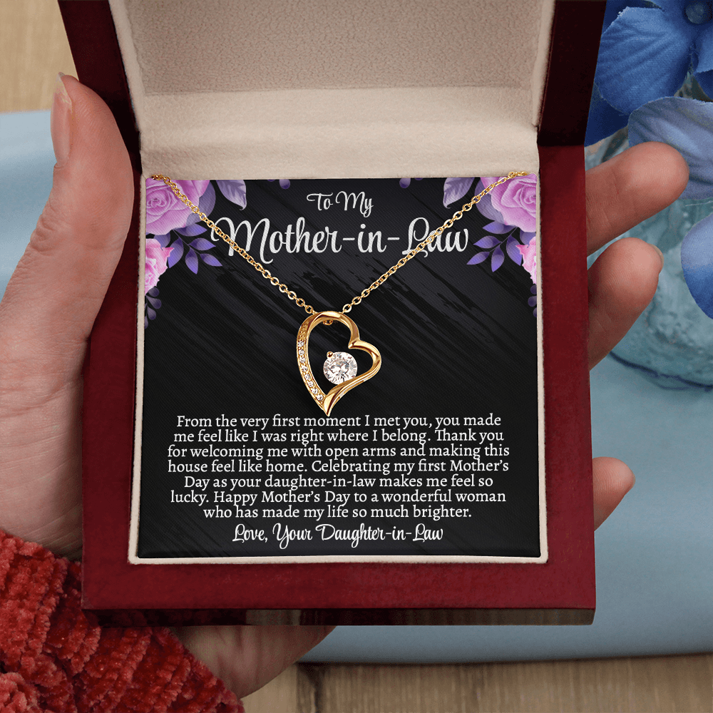 First Mother's Day Gift for Mother-in-Law, Forever Love Necklace with Personalized Message Card, Daughter-in-Law to Mother-in-Law Jewelry Gift
