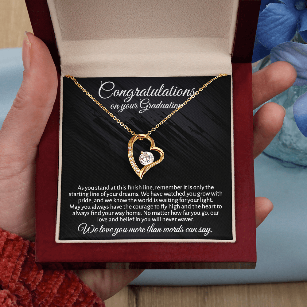 Meaningful Graduation Gift for Daughter or Granddaughter - "Congratulations" Heart Necklace