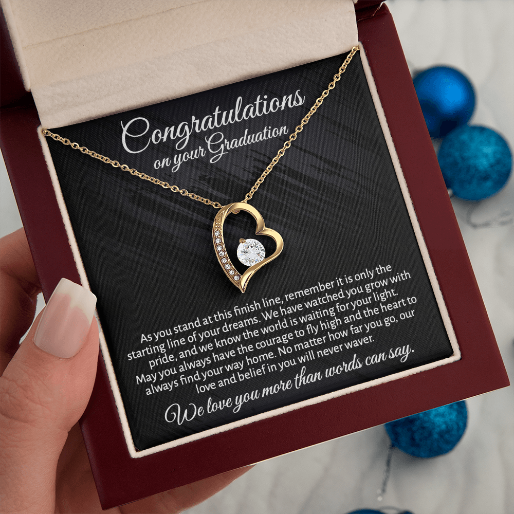 Meaningful Graduation Gift for Daughter or Granddaughter - "Congratulations" Heart Necklace