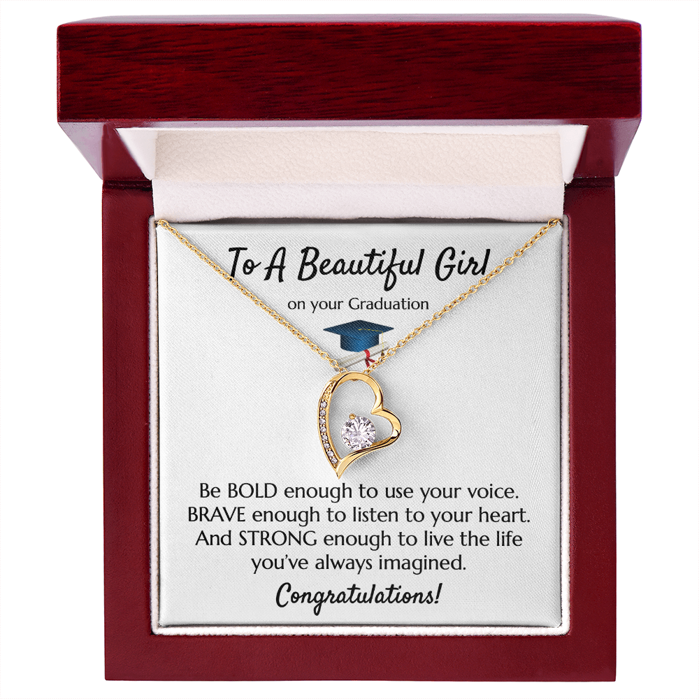 Empowering Graduation Jewelry - Bold Brave Strong Necklace Gift for Daughter or Granddaughter