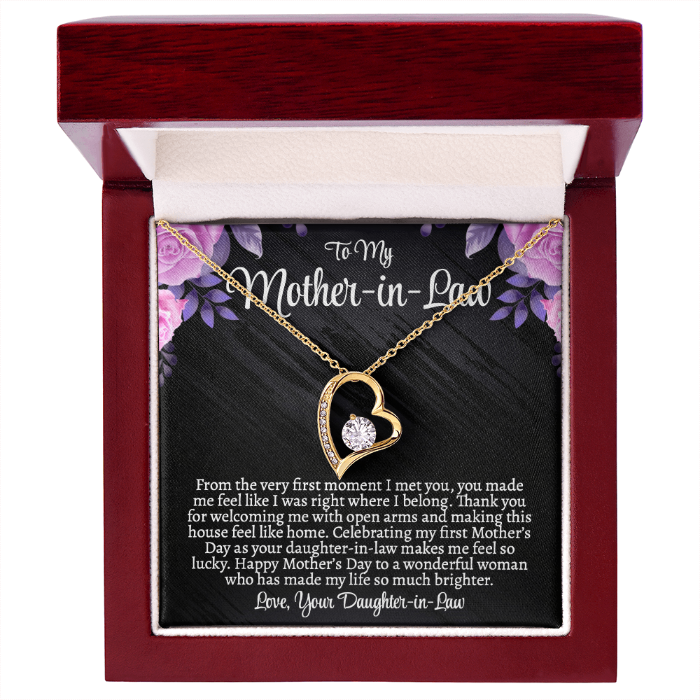 First Mother's Day Gift for Mother-in-Law, Forever Love Necklace with Personalized Message Card, Daughter-in-Law to Mother-in-Law Jewelry Gift