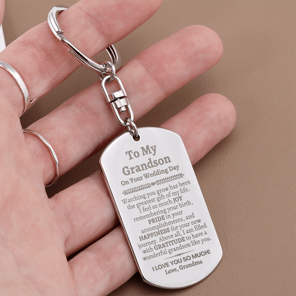 Groom Gift from Grandma, To My Grandson on Your Wedding Day, Personalized Grandson Wedding Gift, Wedding Keychain for Grandson, Grandma to Grandson Gift