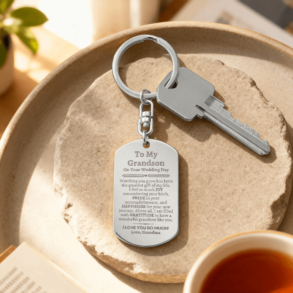 Groom Gift from Grandma, To My Grandson on Your Wedding Day, Personalized Grandson Wedding Gift, Wedding Keychain for Grandson, Grandma to Grandson Gift