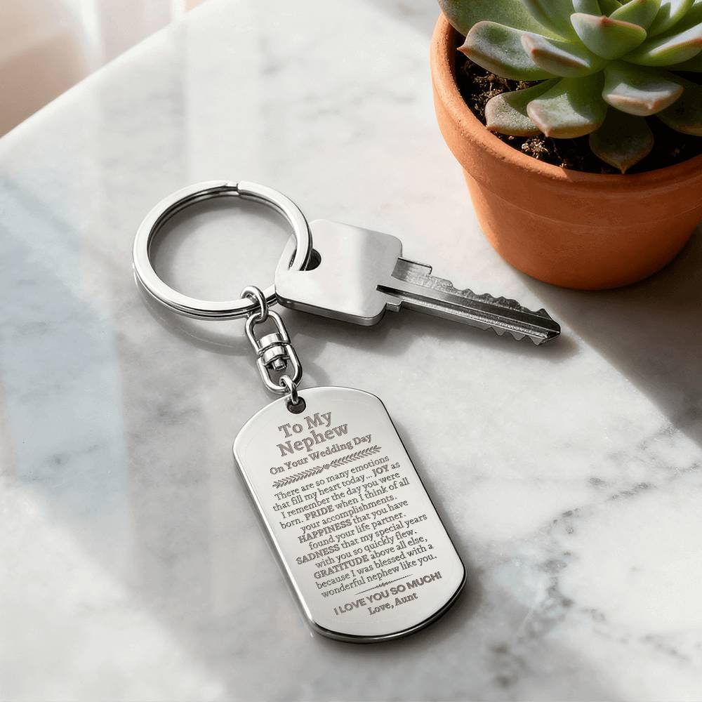 Custom Groom Gift from Aunt to My Nephew on Your Wedding Day - Nephew Wedding Gift, Wedding Keychain for Nephew