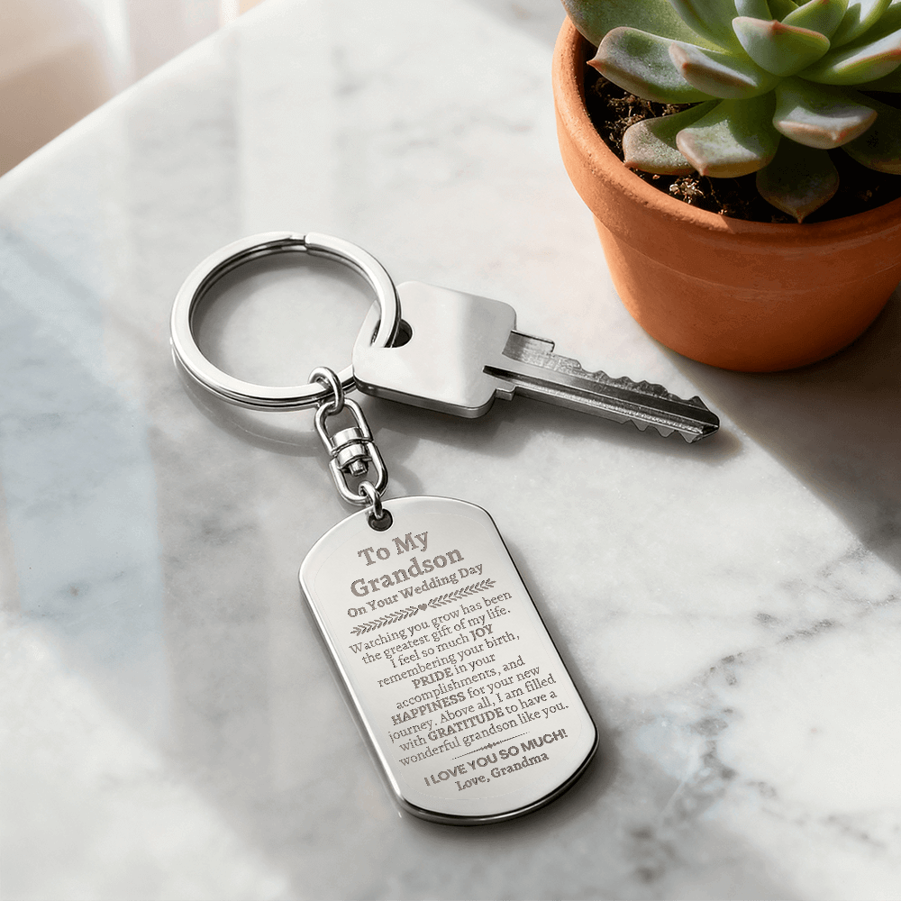 Groom Gift from Grandma, To My Grandson on Your Wedding Day, Personalized Grandson Wedding Gift, Wedding Keychain for Grandson, Grandma to Grandson Gift