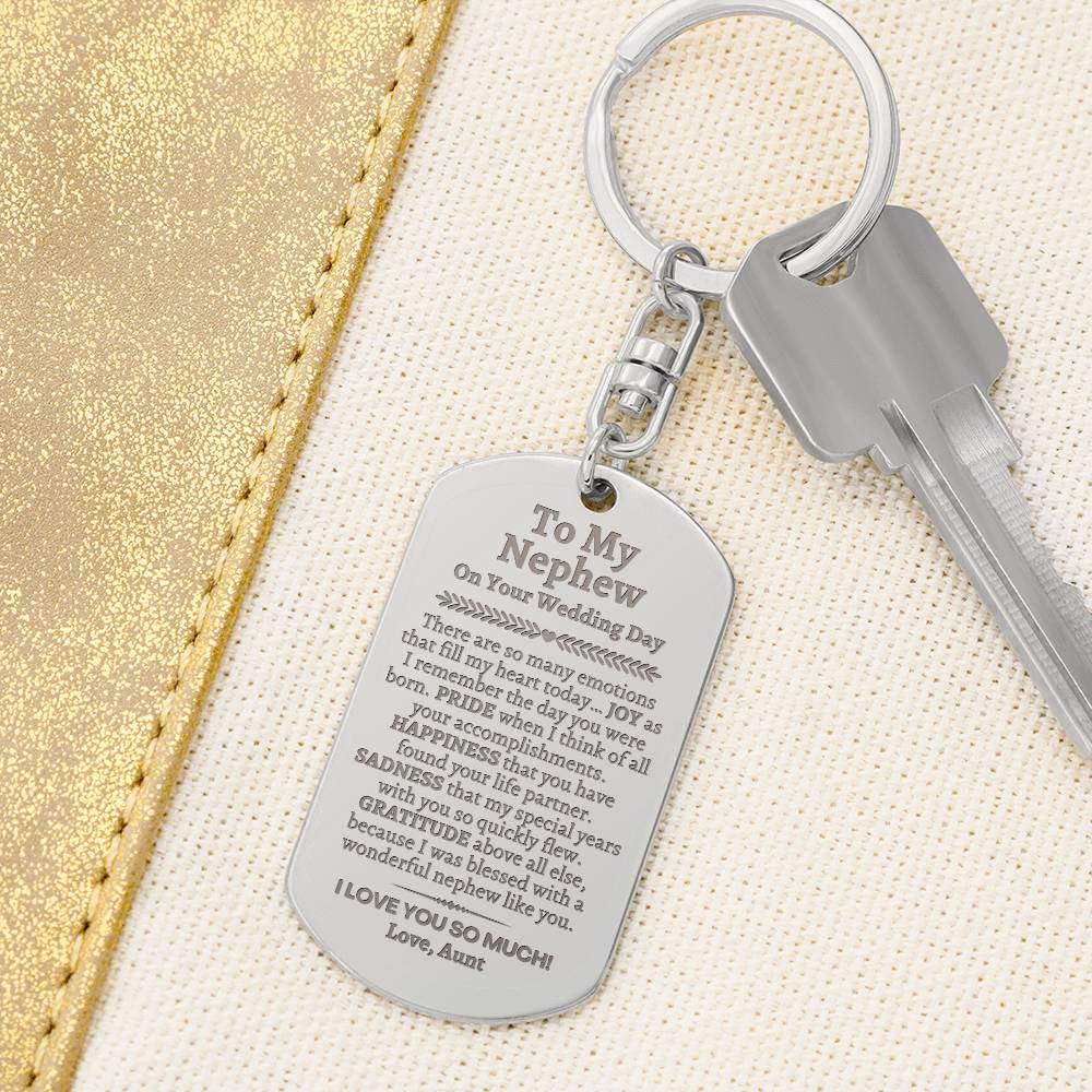 Custom Groom Gift from Aunt to My Nephew on Your Wedding Day - Nephew Wedding Gift, Wedding Keychain for Nephew
