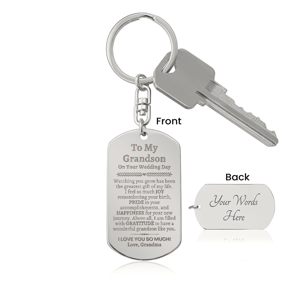 Groom Gift from Grandma, To My Grandson on Your Wedding Day, Personalized Grandson Wedding Gift, Wedding Keychain for Grandson, Grandma to Grandson Gift