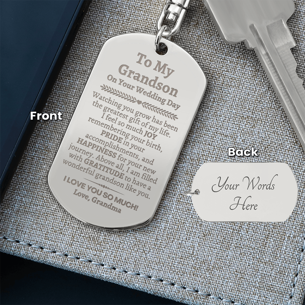 Groom Gift from Grandma, To My Grandson on Your Wedding Day, Personalized Grandson Wedding Gift, Wedding Keychain for Grandson, Grandma to Grandson Gift