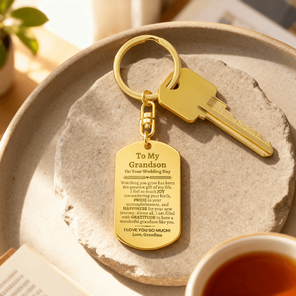 Groom Gift from Grandma, To My Grandson on Your Wedding Day, Personalized Grandson Wedding Gift, Wedding Keychain for Grandson, Grandma to Grandson Gift