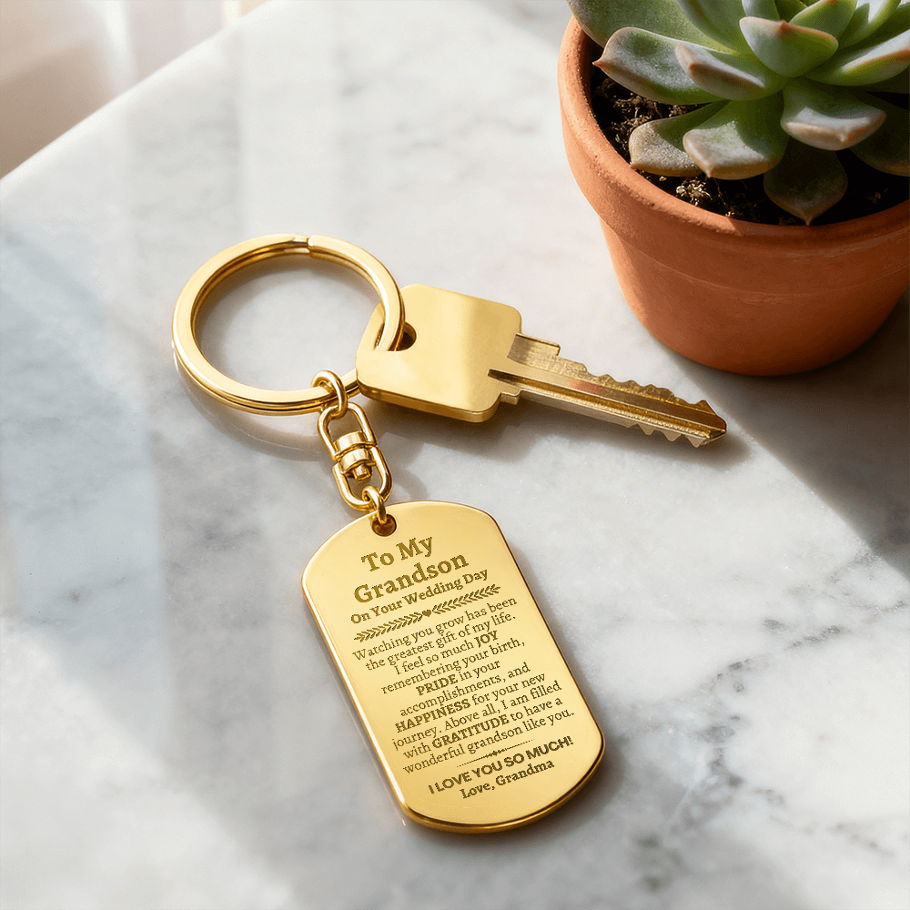 Groom Gift from Grandma, To My Grandson on Your Wedding Day, Personalized Grandson Wedding Gift, Wedding Keychain for Grandson, Grandma to Grandson Gift
