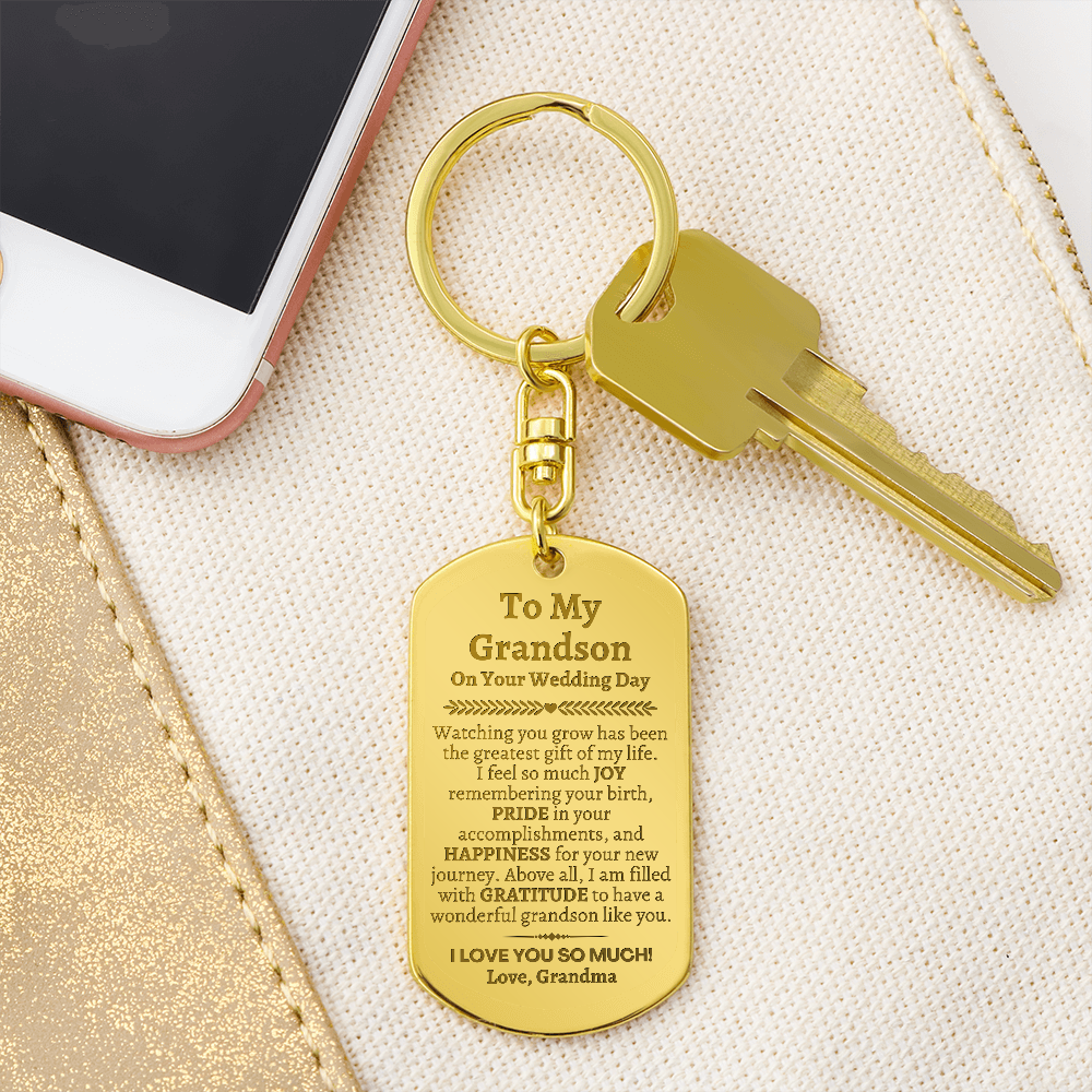 Groom Gift from Grandma, To My Grandson on Your Wedding Day, Personalized Grandson Wedding Gift, Wedding Keychain for Grandson, Grandma to Grandson Gift