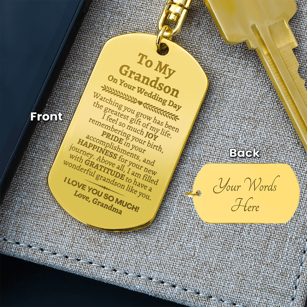 Groom Gift from Grandma, To My Grandson on Your Wedding Day, Personalized Grandson Wedding Gift, Wedding Keychain for Grandson, Grandma to Grandson Gift