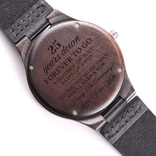 25th Anniversary Gift for Husband, Together We Built a Life We Loved Wood Watch, Personalized 25 Year Silver Anniversary, Engraved Gift for Him