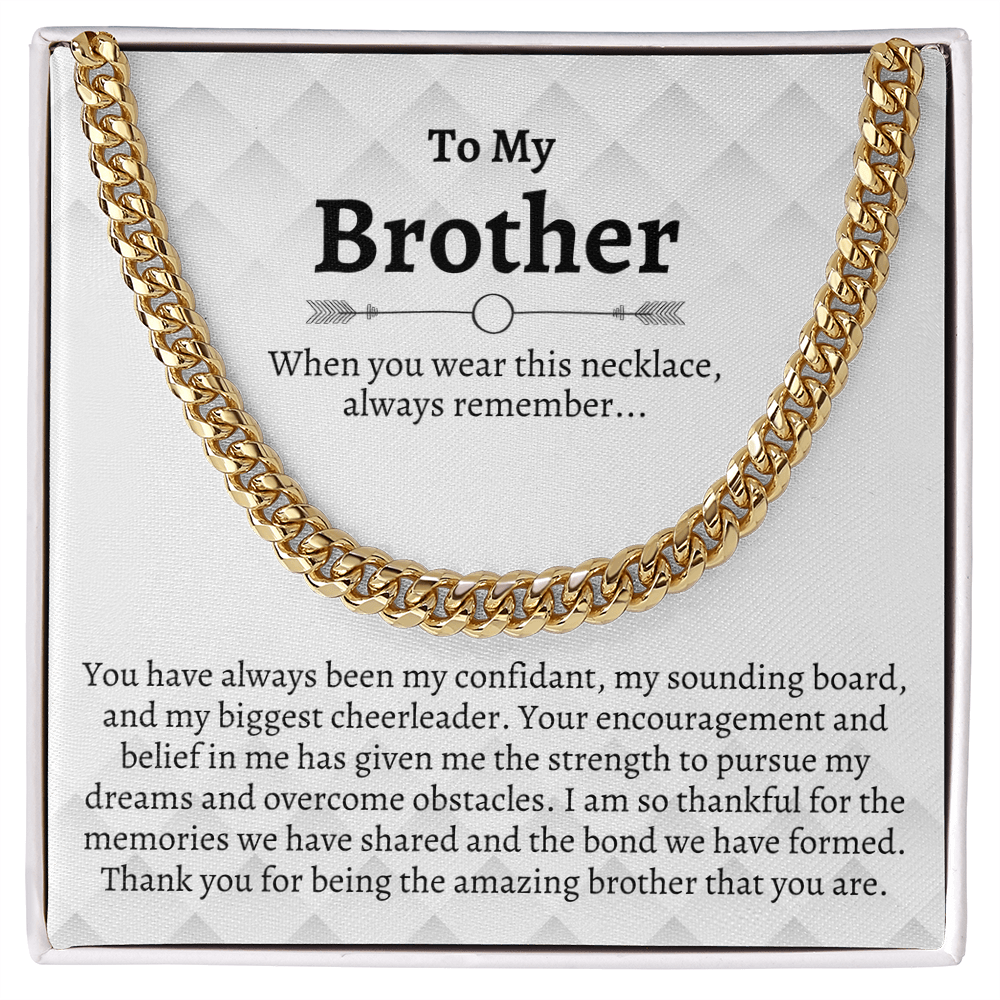 Brother Cuban Chain Necklace, Gifts for Brother Birthday, Best Brother Gifts from Sister, Sister to Brother Gifts, Gift Box with Message