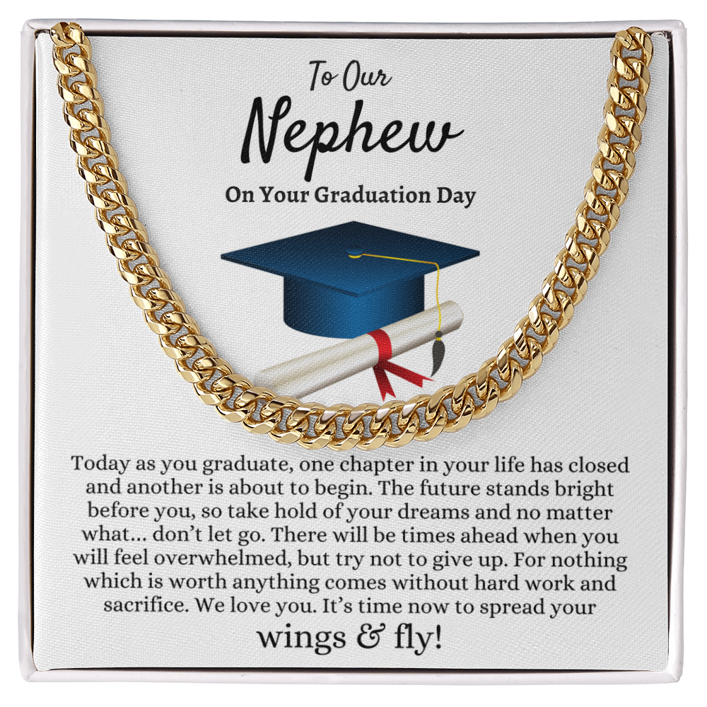 Nephew Graduation Gift from Aunt and Uncle, Best Graduation Gift for Nephew, Cuban Link Chain, Class of 2026, Nephew Gift
